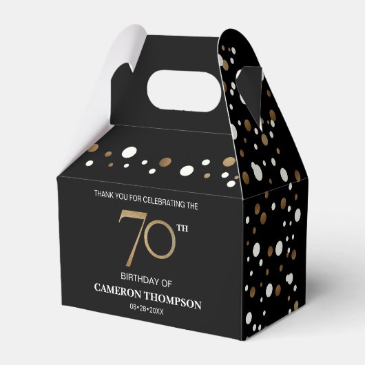 Classy Confetti Gold Black 70. Geburtstag Geschenkschachtel (Rückseite)