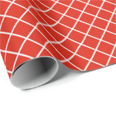 Classy Coral Red White Karo Pattern Geschenkpapier (Rolleneckpunkt)