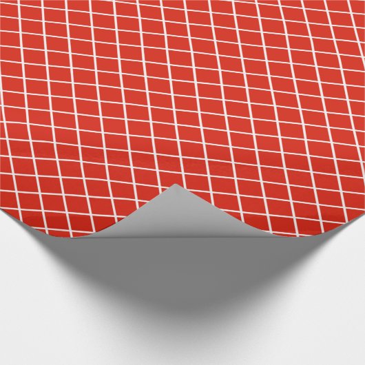 Classy Coral Red White Karo Pattern Geschenkpapier (Ecke)