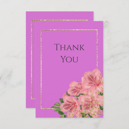 Classy Corner Floral & Glitzer Confetti Geburtsta Dankeskarte (Vorne/Hinten)