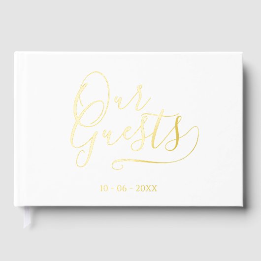 Classy Couple Initials Wedding Date Year Gold Gästebuch (Vorderseite)