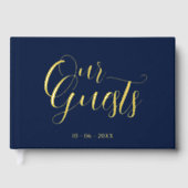 Classy Couple Initials Wedding Date Year Gold Gästebuch (Vorderseite)