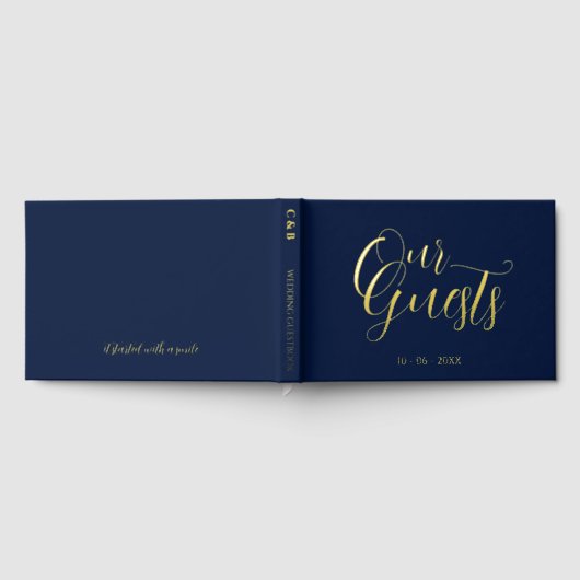 Classy Couple Initials Wedding Date Year Gold Gästebuch (Voll)