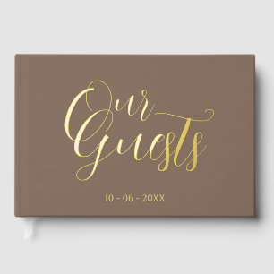 Classy Couple Initials Wedding Date Year Gold Gästebuch