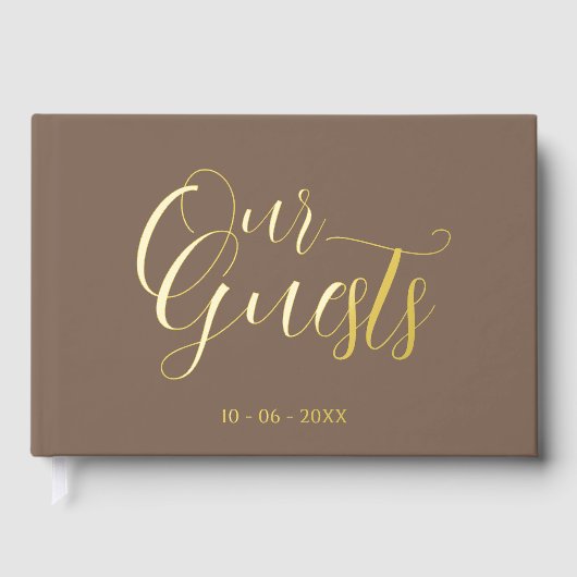 Classy Couple Initials Wedding Date Year Gold Gästebuch (Vorderseite)