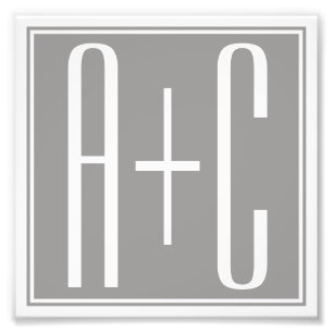 Classy Couples Initails   Weiß und Grau Fotodruck