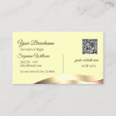 Classy Cream Wavy Gold Dekoration mit Logo und QR  Visitenkarte (Rückseite)
