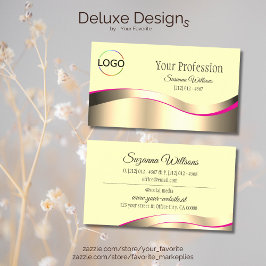 Classy Cream Wavy Gold Dekoration mit Markenlogo Visitenkarte