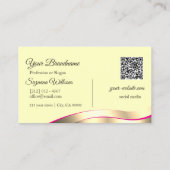 Classy Cream Wavy Gold Dekorinitials und QR Code Visitenkarte (Rückseite)