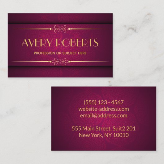 Classy crimson mandala Ornament Elegant geometrisc Visitenkarte (Vorne/Hinten)