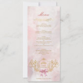 Classy Crown Pink Bow Quinceanera Custom Menu Card Einladung (Vorderseite)