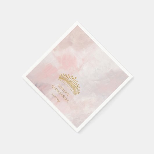Classy Crown Pink Quinceanera Custom Serviette (Ecke)