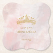 Classy Crown Pink Quinceanera Party Custom Untersetzer (Vorderseite)
