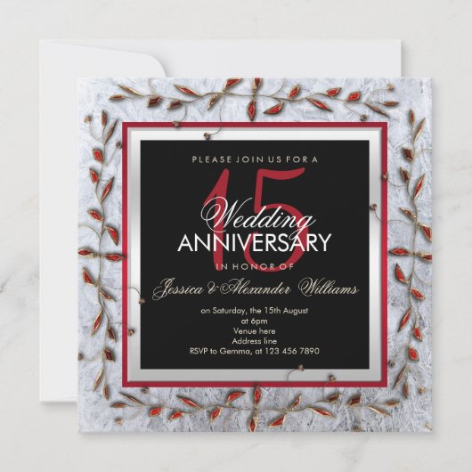Classy Crystal & Gems 15. Hochzeitstag Einladung (Vorderseite)