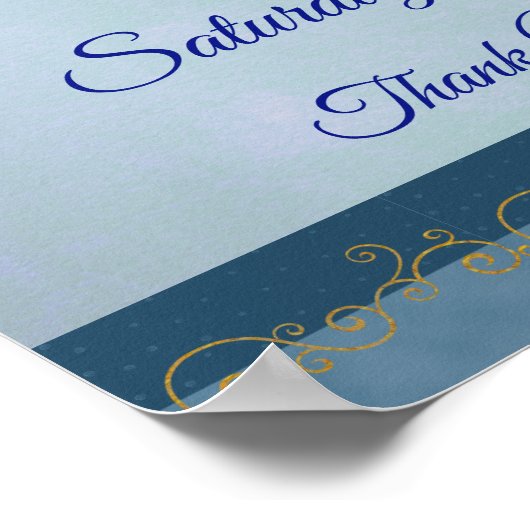 Classy Cupid in Herz, Blau & Gold Willkommenspende Poster (Ecke)