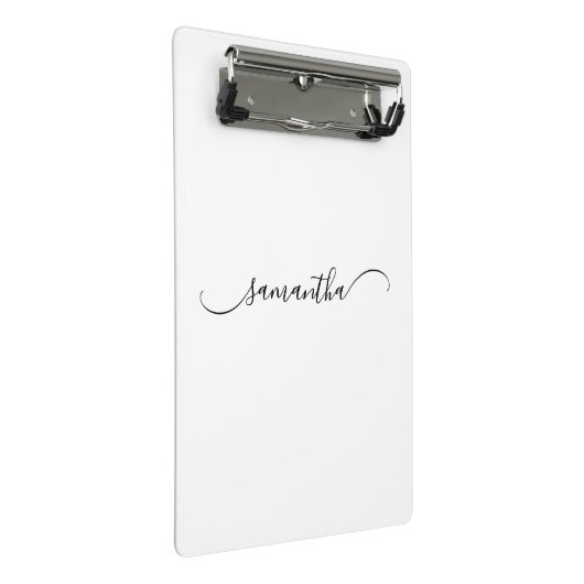 Classy Curved Swash Signature Name Mini Klemmbrett (Schrägansicht)