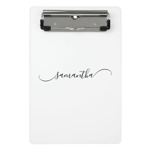 Classy Curved Swash Signature Name Mini Klemmbrett (Vorderseite)