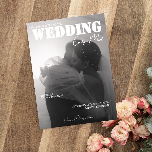 Classy Custom Magazine Style Wedding Einladung