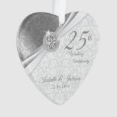 Classy Damask - 25. Hochzeitstag Ornament (Vorderseite)