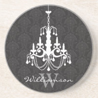 Classy Damask Chandelier Monogram Untersetzer (sch