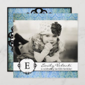 Classy Damask Geburtstagsparty Einladung (Vorne/Hinten)