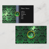 CLASSY DAMASK GEM MONOGRAM schwarz grün Visitenkarte (Vorne/Hinten)