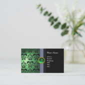 CLASSY DAMASK GEM MONOGRAM schwarz grün Visitenkarte (Stehend Vorderseite)