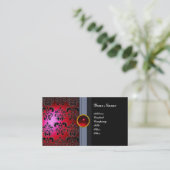 CLASSY DAMASK GEM MONOGRAM schwarz rot bordeauxrot Visitenkarte (Stehend Vorderseite)