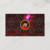 CLASSY DAMASK GEM MONOGRAM schwarz rot bordeauxrot Visitenkarte (Rückseite)