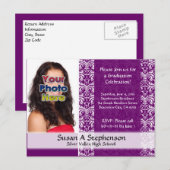 Classy Damask Graduation Party Einladung Foto (Vorne/Hinten)