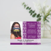 Classy Damask Graduation Party Einladung Foto (Stehend Vorderseite)