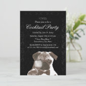 Classy Damask Housewarming Cocktail Party Einladung (Stehend Vorderseite)