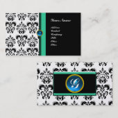 CLASSY DAMASK MONOGRAM, Black Saphir Perle Visitenkarte (Vorne/Hinten)