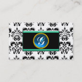 CLASSY DAMASK MONOGRAM, Black Saphir Perle Visitenkarte (Rückseite)