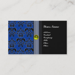 CLASSY DAMASK MONOGRAM Blau-grauer Topaz gelb Visitenkarte