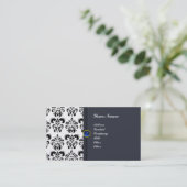 CLASSY DAMASK MONOGRAM Blaue Saphir Perle Visitenkarte (Stehend Vorderseite)