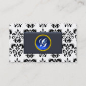 CLASSY DAMASK MONOGRAM Blaue Saphir Perle Visitenkarte (Rückseite)