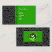 CLASSY DAMASK MONOGRAM grüner Smaragd Visitenkarte (Vorne/Hinten)