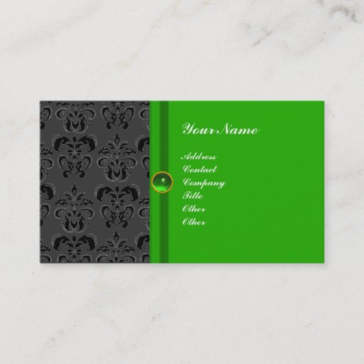 CLASSY DAMASK MONOGRAM grüner Smaragd Visitenkarte (Vorderseite)