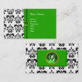 CLASSY DAMASK MONOGRAM grünes Smaragdgold Visitenkarte (Vorne/Hinten)