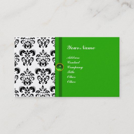 CLASSY DAMASK MONOGRAM grünes Smaragdgold Visitenkarte (Vorderseite)