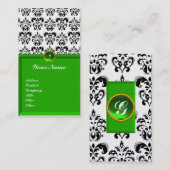 CLASSY DAMASK MONOGRAM grünes Smaragdplatingrün Visitenkarte (Vorne/Hinten)