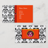 CLASSY DAMASK MONOGRAM, lila rubinrosa Visitenkarte (Vorne/Hinten)