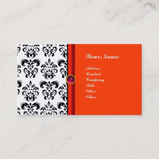 CLASSY DAMASK MONOGRAM, lila rubinrosa Visitenkarte (Vorderseite)