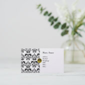 CLASSY DAMASK MONOGRAM Metallisches Platin Visitenkarte (Stehend Vorderseite)