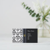 CLASSY DAMASK MONOGRAM, schwarzer Agon Visitenkarte (Stehend Vorderseite)