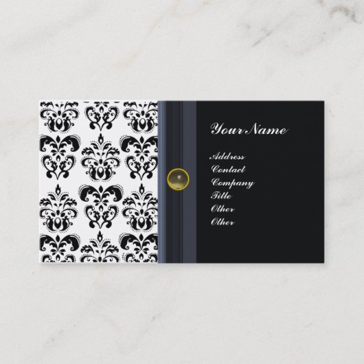 CLASSY DAMASK MONOGRAM, schwarzer Agon Visitenkarte (Vorderseite)