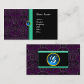 CLASSY DAMASK MONOGRAM, schwarzer Saphir Visitenkarte (Vorne/Hinten)