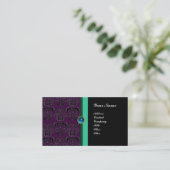 CLASSY DAMASK MONOGRAM, schwarzer Saphir Visitenkarte (Stehend Vorderseite)