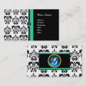 CLASSY DAMASK MONOGRAM, schwarzer Saphir Visitenkarte (Vorne/Hinten)